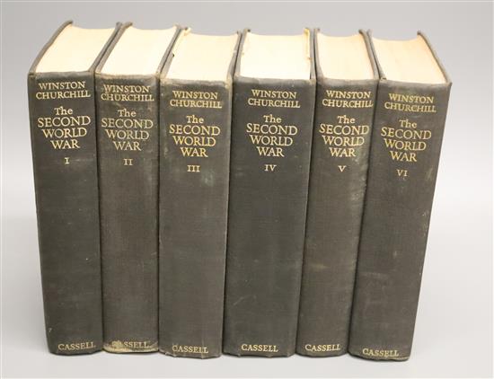 Churchill, Winston Spencer - The Second War, 6 vols, 8vo, black cloth, vol 1, with owners inscription - Lieut. Col.